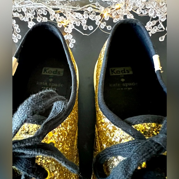 Keds for Kate Spade New York Gold Glitter Sneakers Size 9.5 Fits a Size 10 - Picture 4 of 7